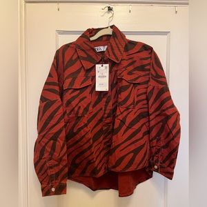 Zara Red black zebra shirt size medium